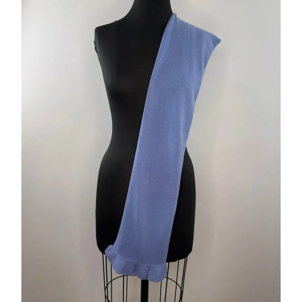 Precious Fibers Blue Gentle Scarf Cashmere Knit Casual Ruffle Around Neck NEW